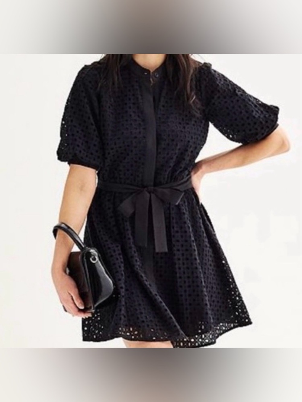 Nine West Charcoal Eyelet Mini Dress (XXL) Ptp23”-24” no/belt